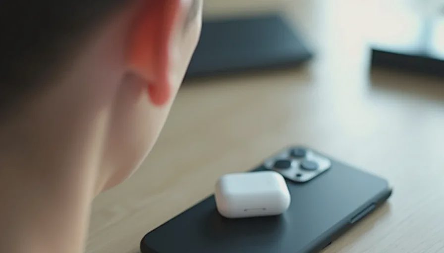 Close-up of a white wireless earbud in an ear, showing proper fit for everyday use